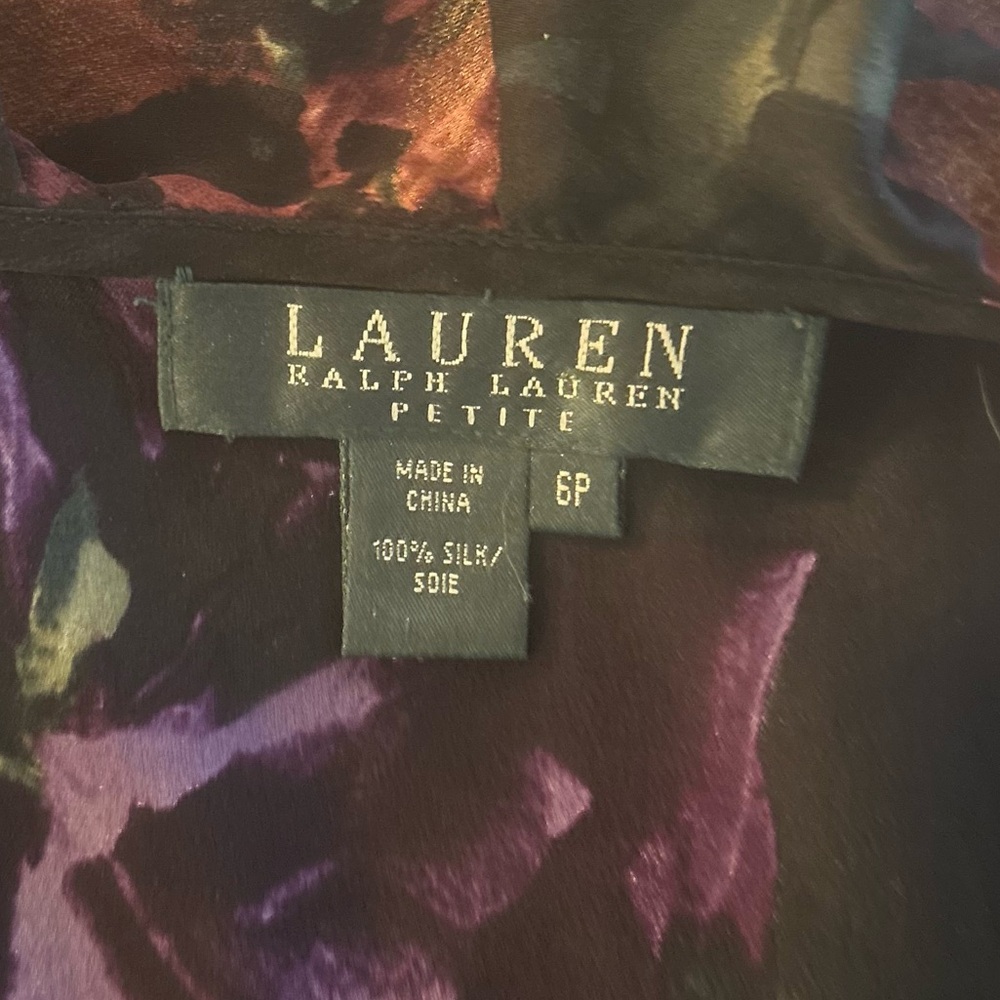 Ralph Lauren sheer Silk ruffle trim Floral Blouse 6P - Picture 3 of 9